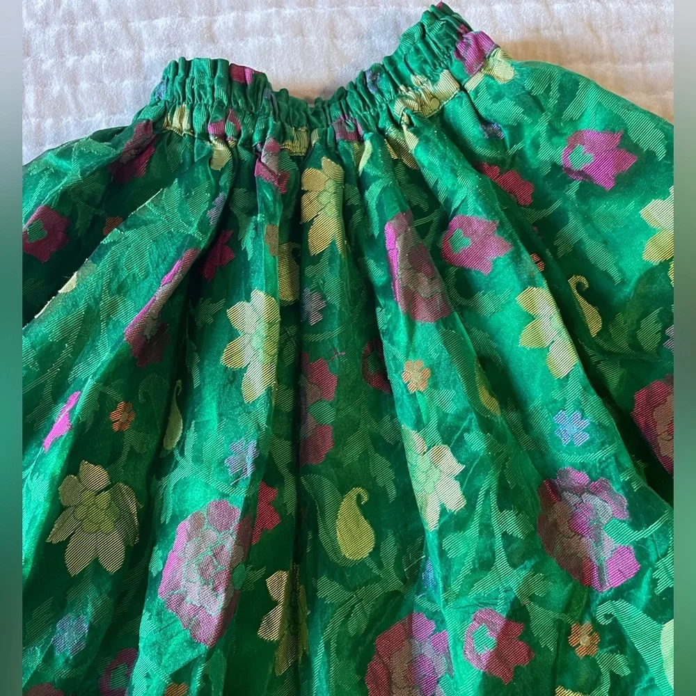 Girls Green Gold Lotus Fairy Princess Full Spin Skirt Costume Dance Tea Party